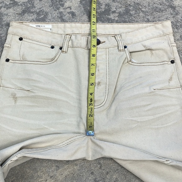 New One Teaspoon Mr Blues Knee Slit Button Fly Jeans Cream Mens Sz 32 - Picture 9 of 10
